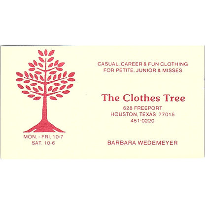 The Clothes Tree Barbara Wedemeyer Houston Vintage Business Card SE5-B4