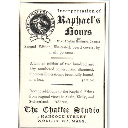 The Chaffee Studio Raphael's Hours Adeliza Brainerd Chaffee 1906 Ad AB8-MA1