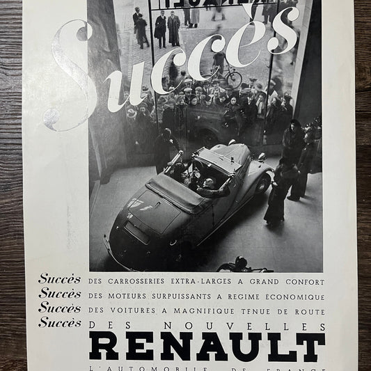 1935 Des Nouvelles Renault L'Automobile De France Vintage Magazine Ad 11x14 V9