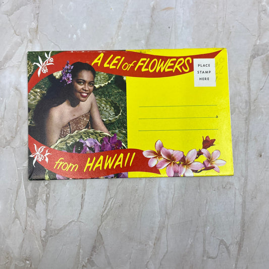 A Lei of Flowers from Hawaii Vintage Souvenir Folder Book Postcards TI8-S2
