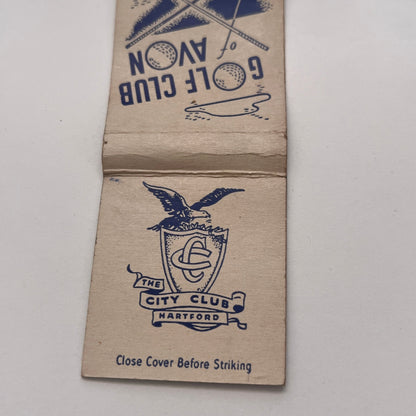 Golf Club Avon The City Club Hartford CT Vintage Matchbook Cover MM3-4