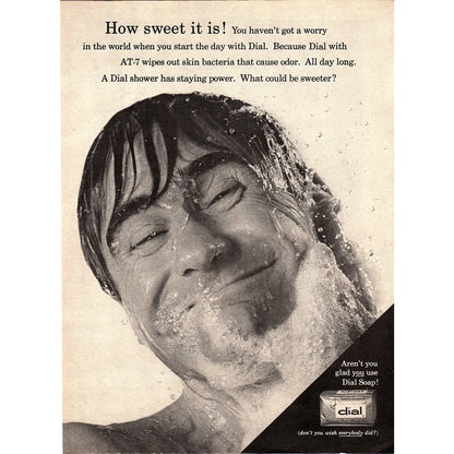 Dial Soap with AT-7 Wipes Out Skin Bacteria That Cause Odor 1967 Ad AG2-2