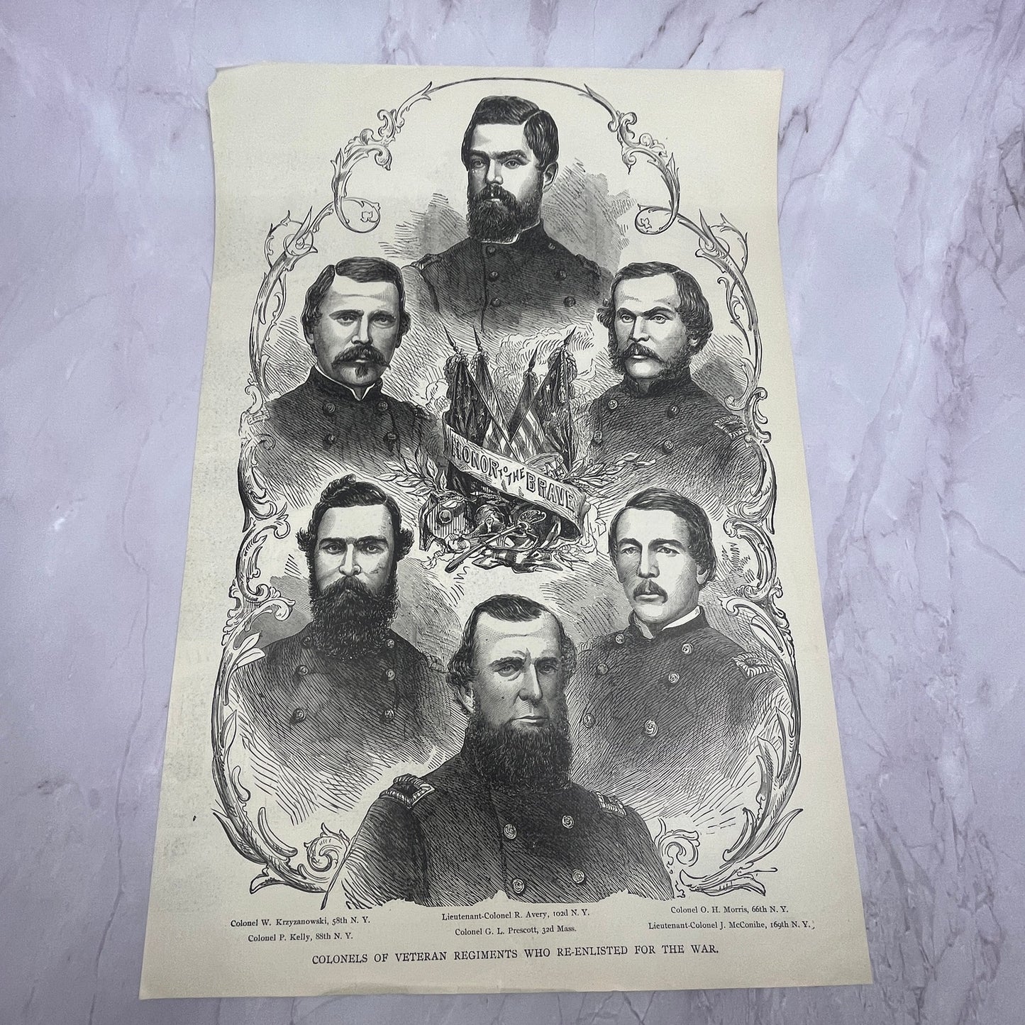 Colonels of Veteran Regiments Who Re-Enlisted for War 1890s Engraving V14-6