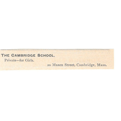 The Cambridge School for Girls Mason St. Cambridge MA 1892 Magazine Ad AB6-S5