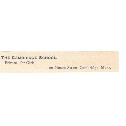 The Cambridge School for Girls Mason St. Cambridge MA 1892 Magazine Ad AK6-S5