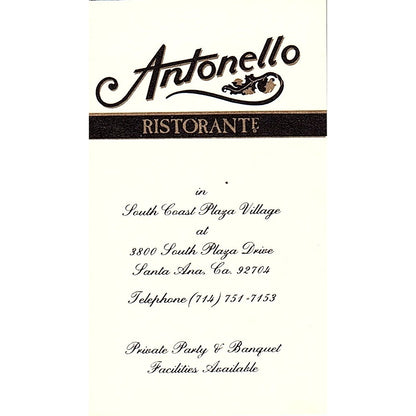 Antonello Ristorante Private Party & Banquet Santa Ana CA Card SSB4-B13