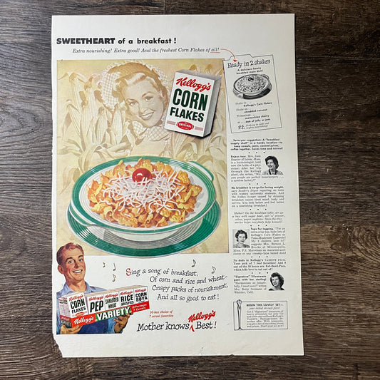 Kelloggs Corn Flakes Bernice L. Brecke Minneapolis Topping Magazine Ad 10x14 V7