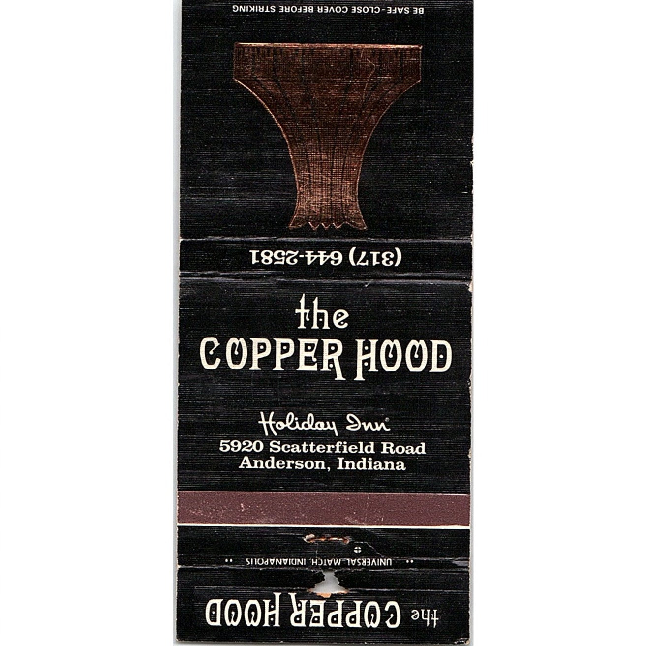 The Copper Hood Holiday Inn Anderson Indiana Vintage Matchbook TB6-MB2-12