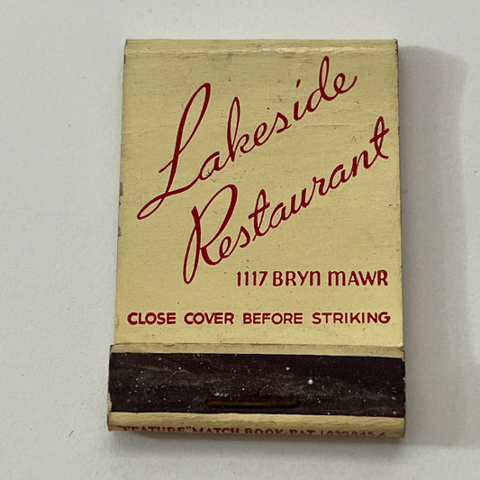 Lakeside Restaurant 1117 Bryn Mawr Vintage Matchbook Cover TB8-MB2-10