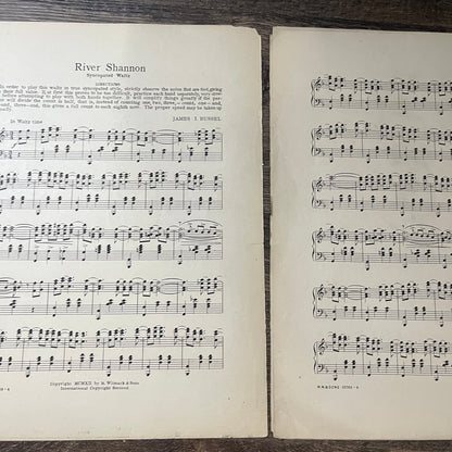 River Shannon Syncopated Waltz James I. Russell 1912 Sheet Music V13