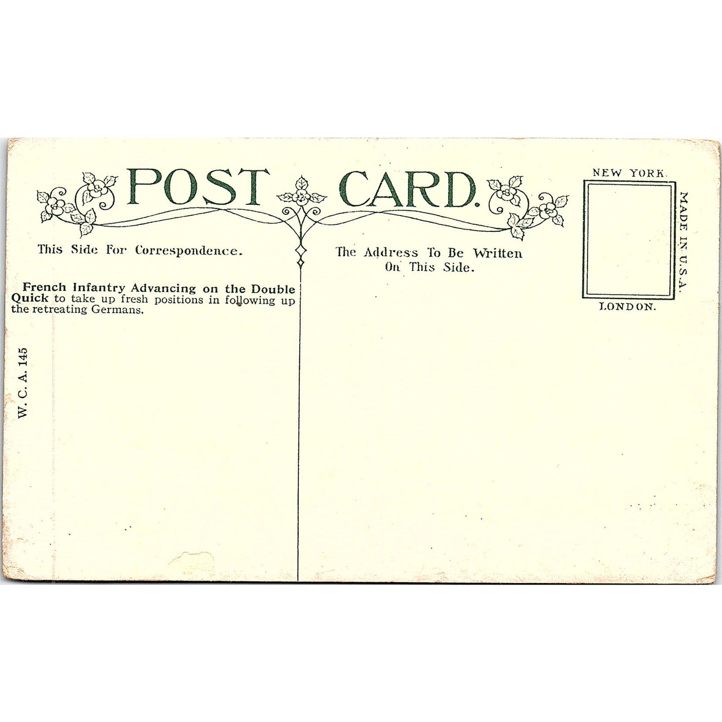 c1915 WWI French Infantry Advance on the Double Quick - Antique Postcard PE7
