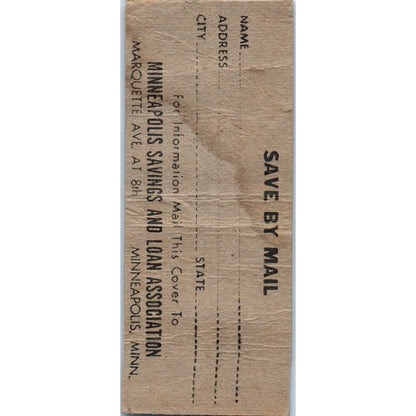 Minneapolis Savings & Loan A Good Tree for Shelter Vtg Matchbook Cover SD2-Y11