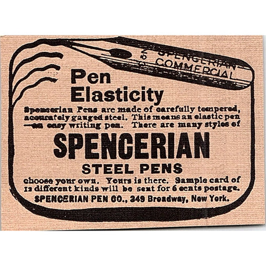 Spencerian Steel Pens 349 Broadway NY - 1908 Ad AF4-3