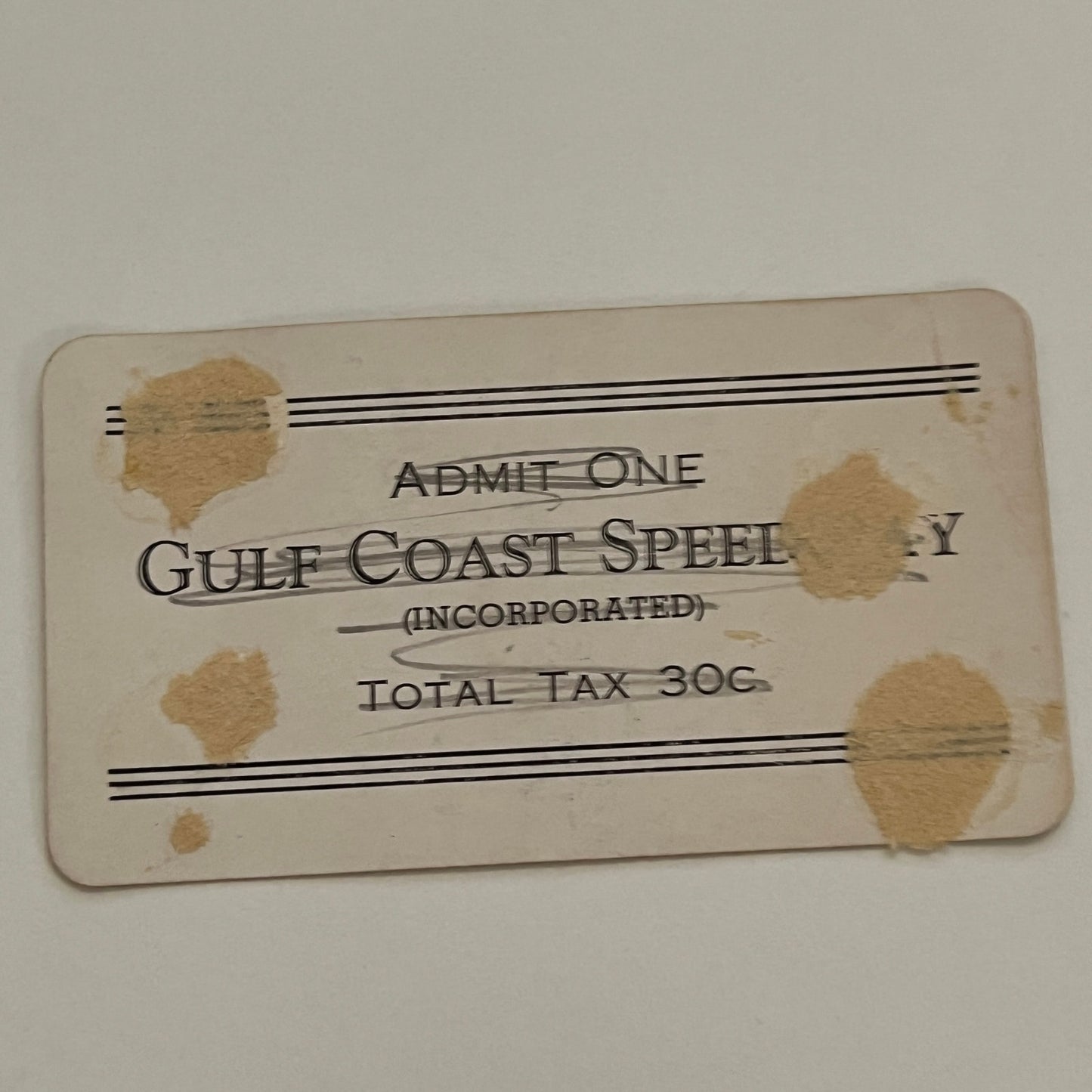 Gulf Coast Speedway Legion Theatre Stub 1953 Biloxi MS AG3-S27