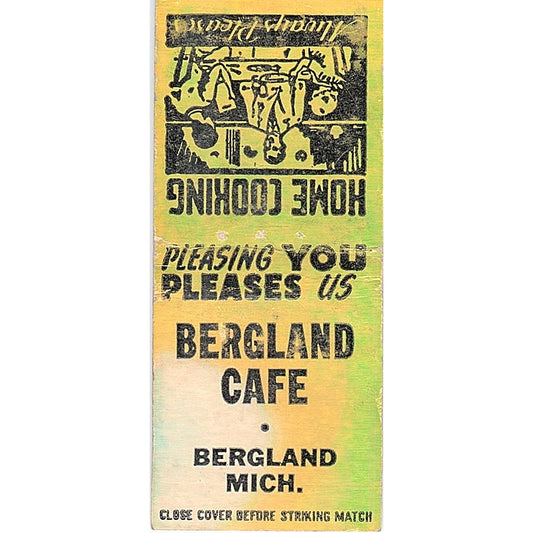 Bergland Cafe Bergland MI Vintage Matchbook Cover SF3-Y4