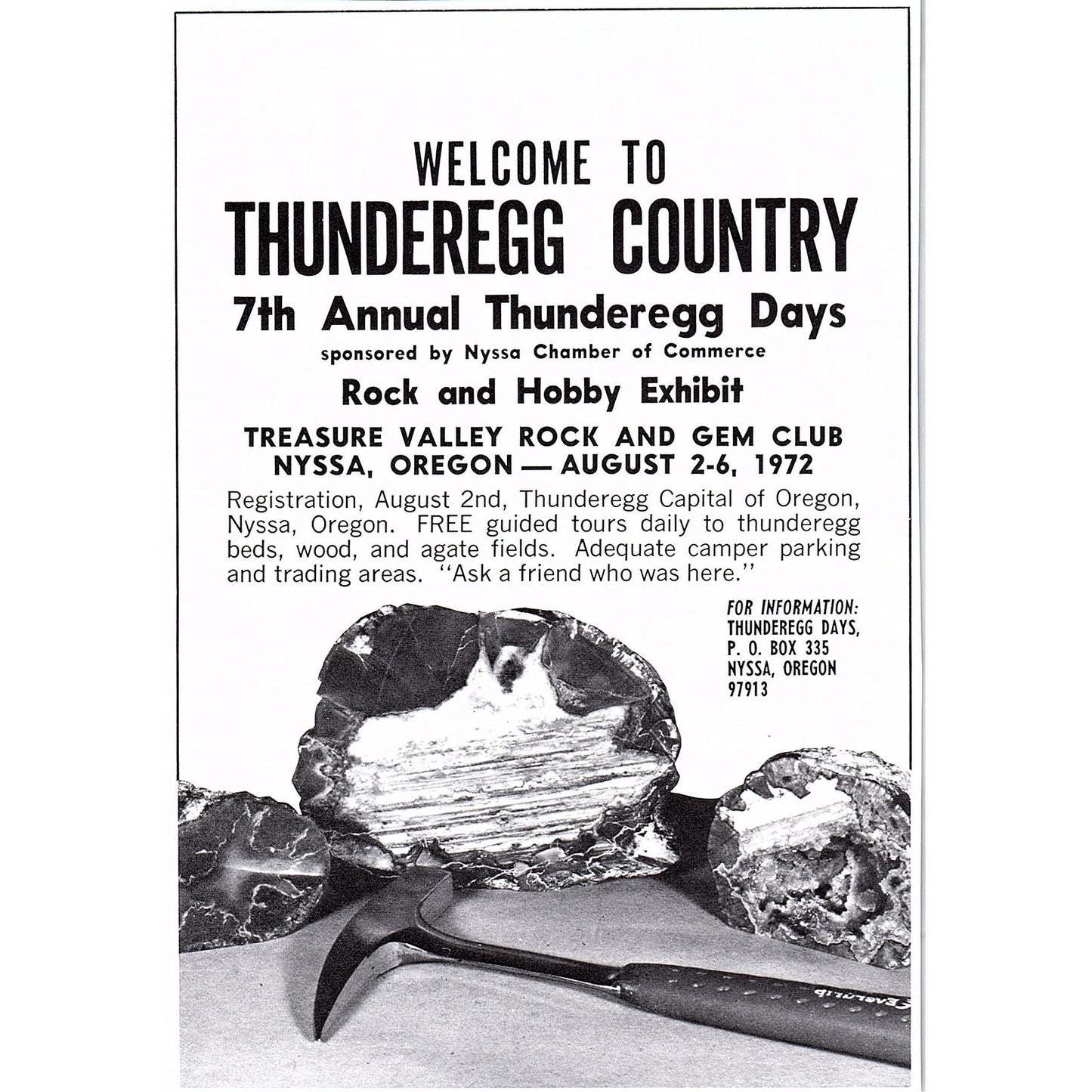 Treasure Valley Rock and Gem Club Thunderegg Days Nyssa Oregon 1972 Ad AF8-2