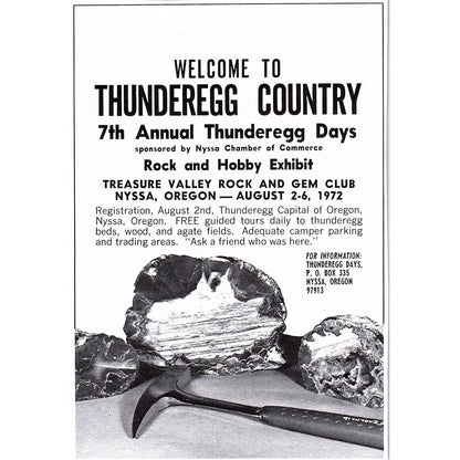 Treasure Valley Rock and Gem Club Thunderegg Days Nyssa Oregon 1972 Ad AF8-2