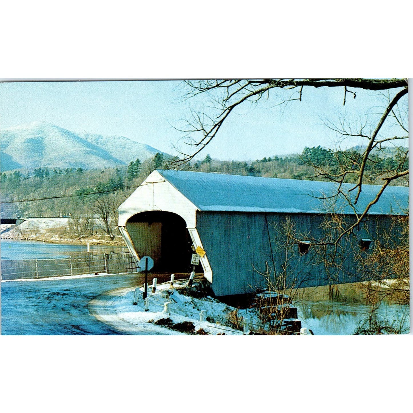 Old Covered Bridge in Woodstock Vermont Covered Bridge Postcard PC4