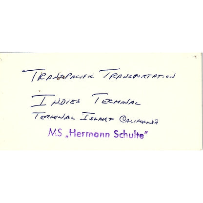 Axel Gerhards Trans Pacific Transportation Terminal Island Business Card SC9-B6