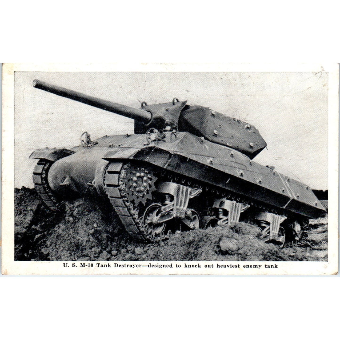 1944 WWII U.S. M-10 Tank Destroyer Vintage Postcard PE7