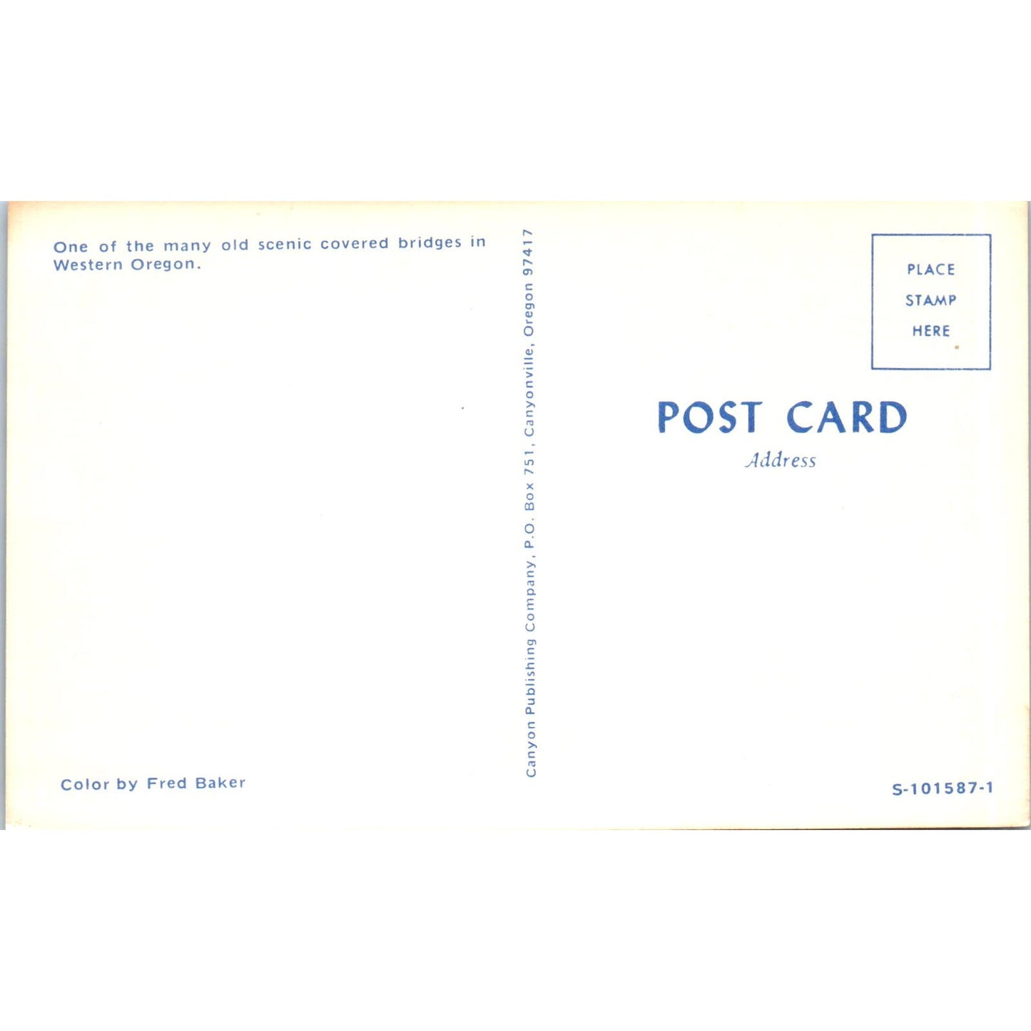 McKee Bridge Applegate River Oregon Vintage Covered Bridge Postcard PC11