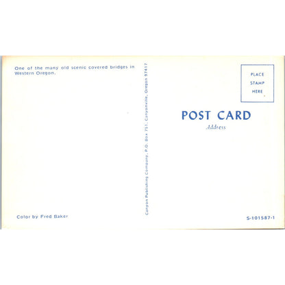 McKee Bridge Applegate River Oregon Vintage Covered Bridge Postcard PC11