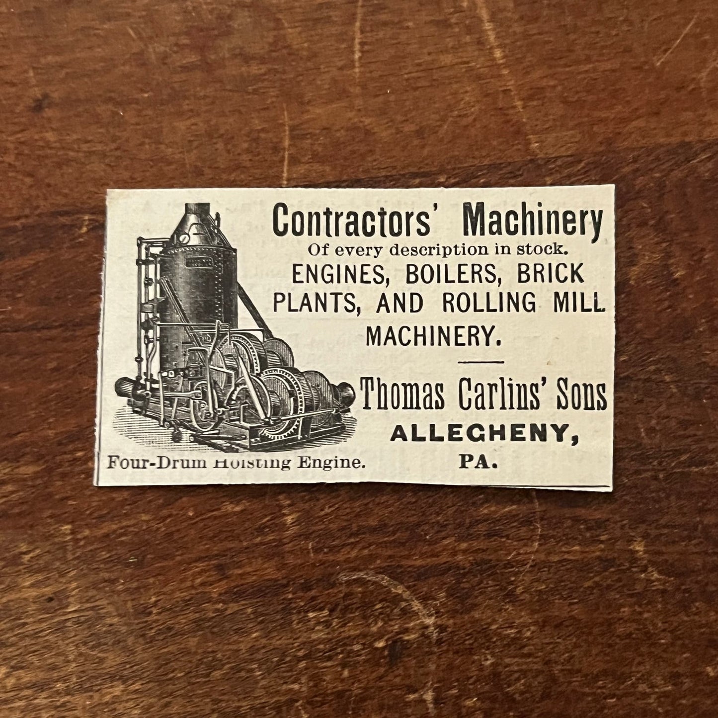 Thomas Carlins Sons Contractors Machinery Allegheny PA Original Ad AD8-P29