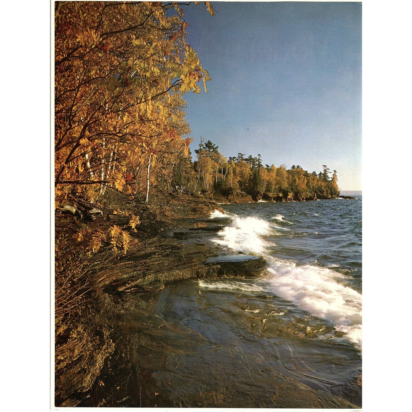 Retro Kitsch Lake Superior North Shore Fall Shoreline Vtg Art Print 8.5x11 V5