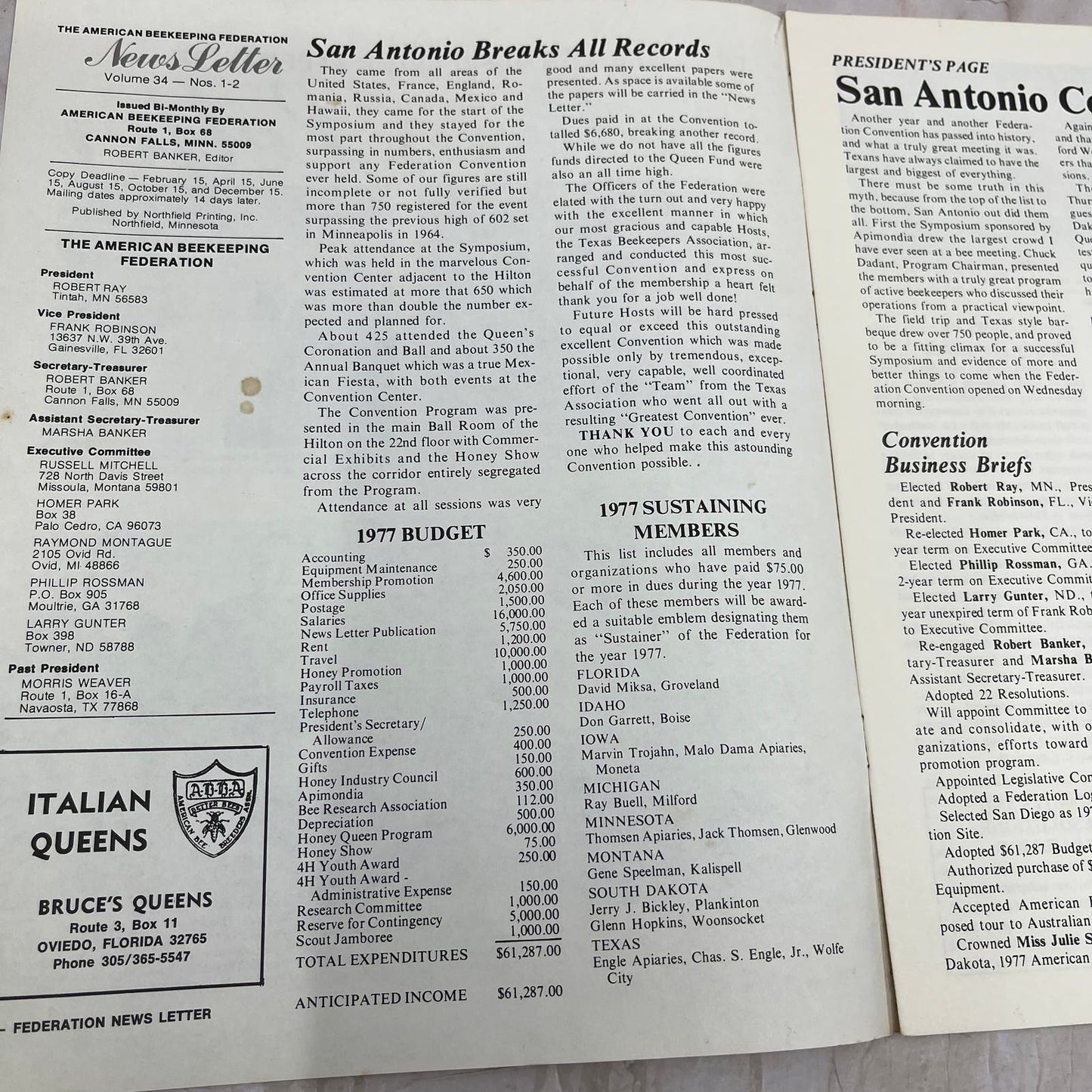1977 Jan/Feb American Beekeeping Federation Newsletter Gainesville FL M15