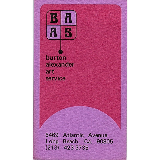 Burton Alexander Artist Long Beach CA Vintage Business Card SE3-B11
