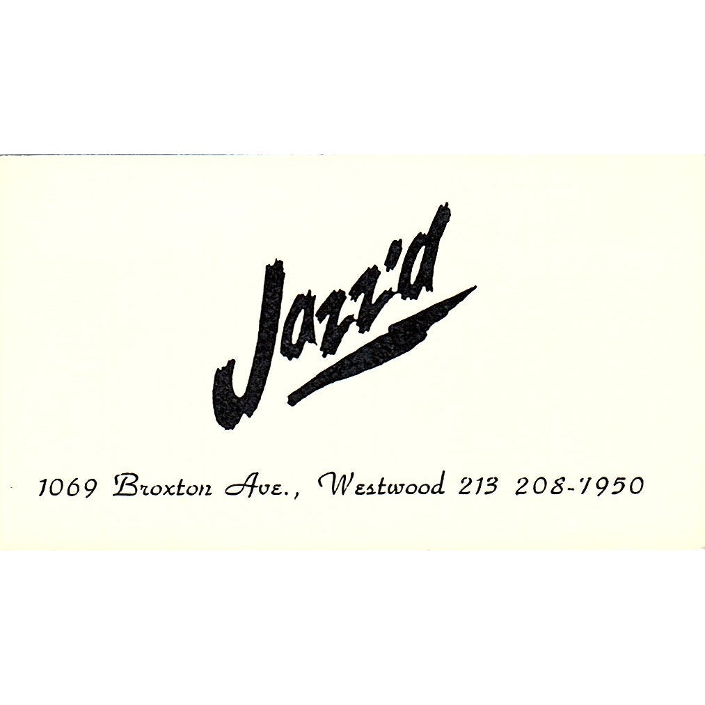 Jazz'd Broxton Ave Westwood  Vintage  Business Card SB4-B9