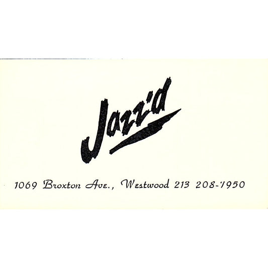 Jazz'd Broxton Ave Westwood  Vintage  Business Card SB4-B9