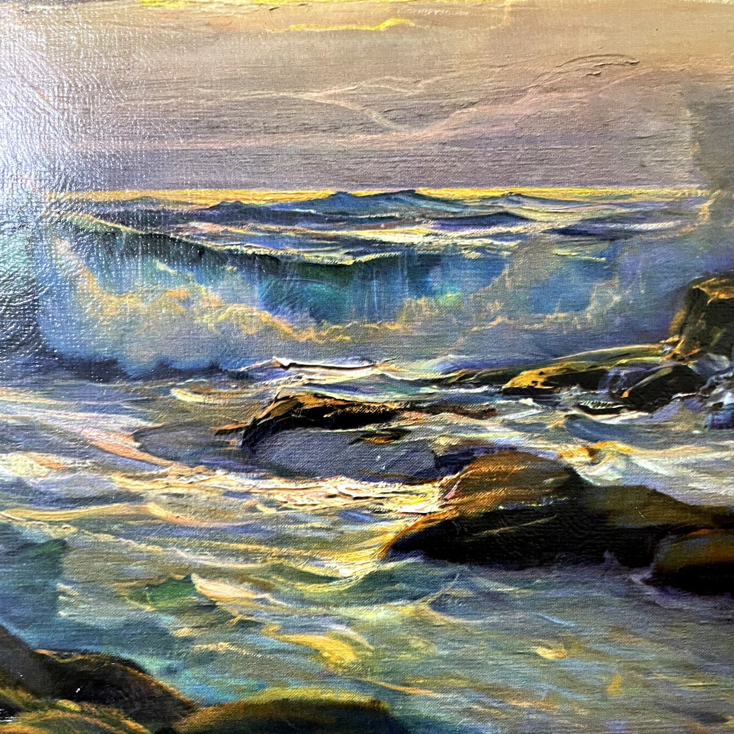 Shumaker: Mohegan Gold Seascape Lithograph Vintage Art Print 11x14 V11