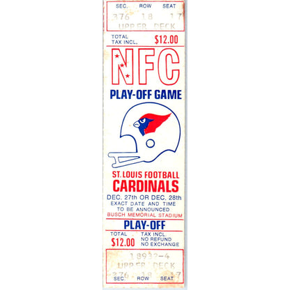 c1980 NFL St. Louis Football Cardinals NFC Playoff Game Phantom Ticket Stub AD7