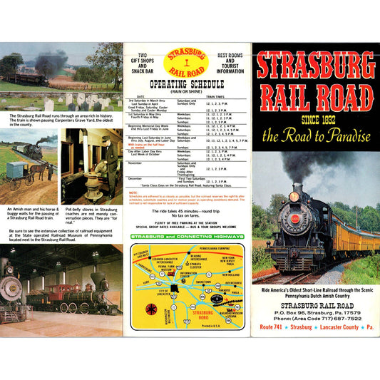 Vintage Strasburg Railroad Travel Brochure Fold Out Lancaster Co PA AE5