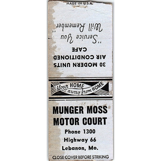 Munger Moss Motor Court Lebanon MO Vintage Matchbook Cover SE5-Y2