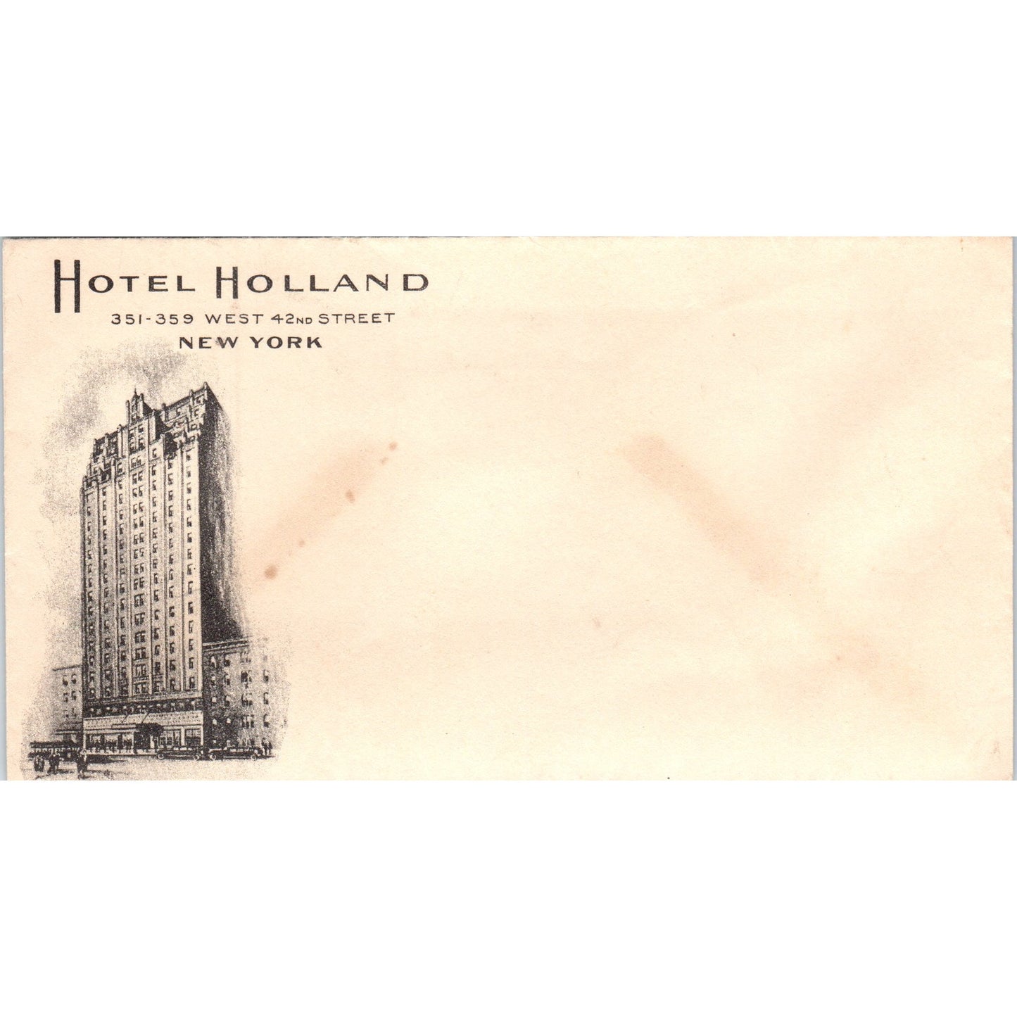Hotel Holland New York Antique Envelope AD8-R4