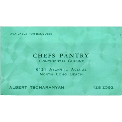 Chefs Pantry Albert Tscharanyan North Long Beach CA Vintage Business Card SD8-B8