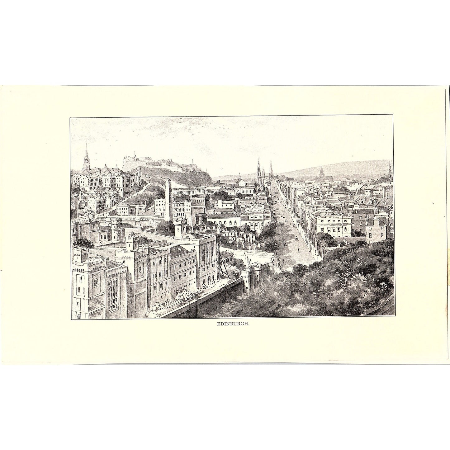 1920s Aerial View of Edinburgh Scotland Vintage Art Print 5x7" V17