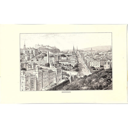1920s Aerial View of Edinburgh Scotland Vintage Art Print 5x7" V17