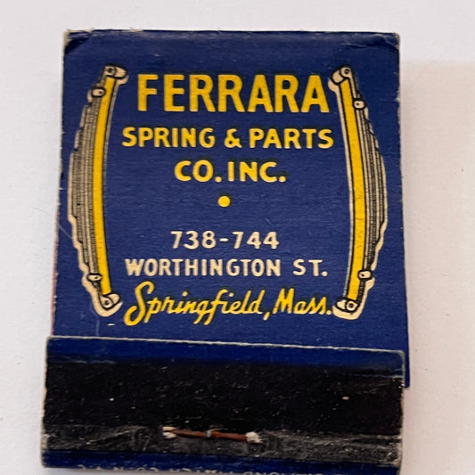 Ferrara Spring & Parts Co Inc Springfield MA Vintage Matchbook Cover TB8-MB3-10