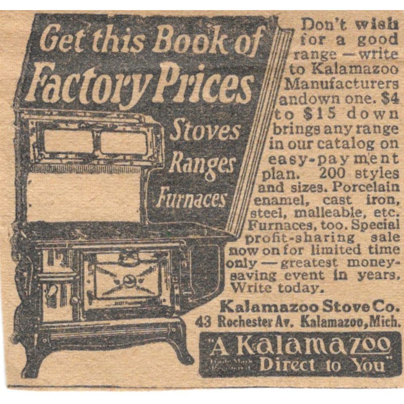 Kalamazoo Stove Co. MI Stoves Ranges Furnaces 1923 Magazine Ad Clip AE1-8