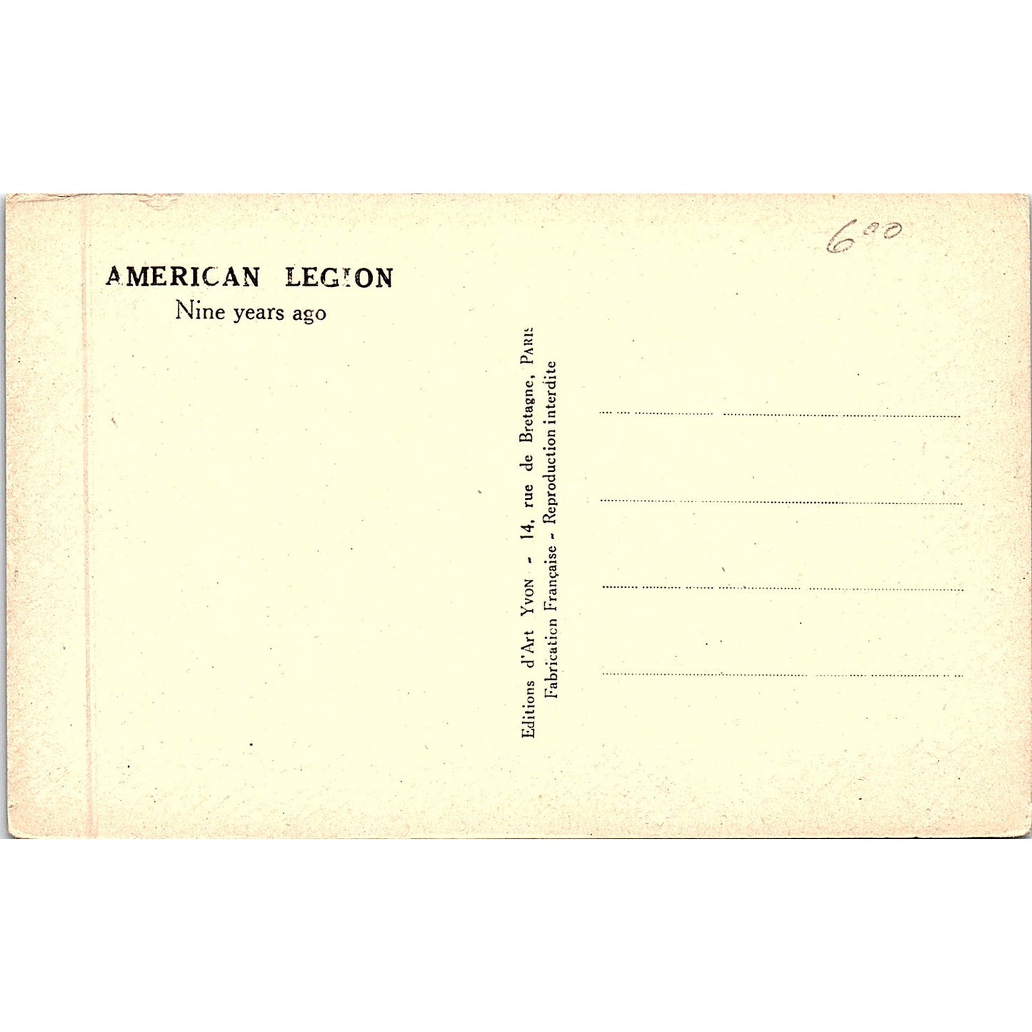 c1920 WWI American Legion French Celebrating End of War Antique Postcard PE6