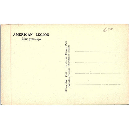c1920 WWI American Legion French Celebrating End of War Antique Postcard PE6