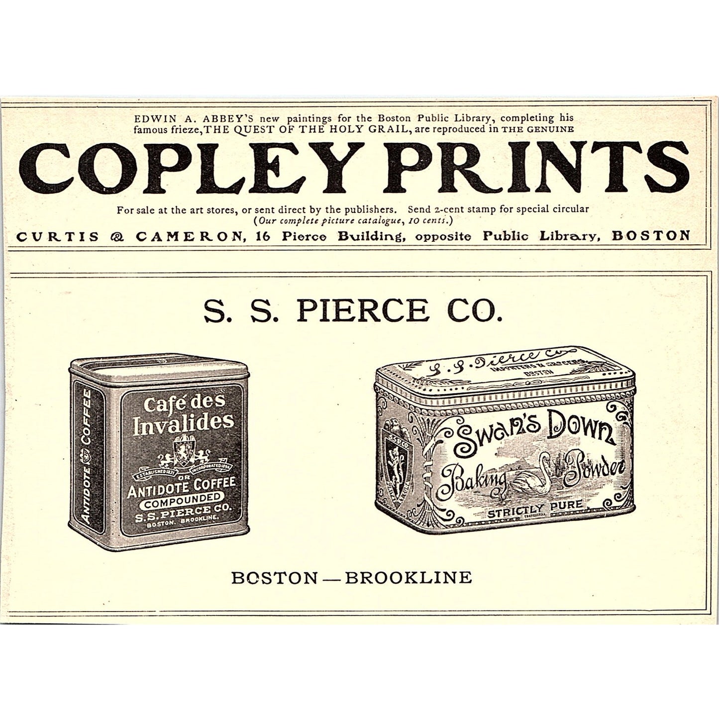 Copley Prints S.S. Pierce Co Boston - 1902 Ad AF4-13