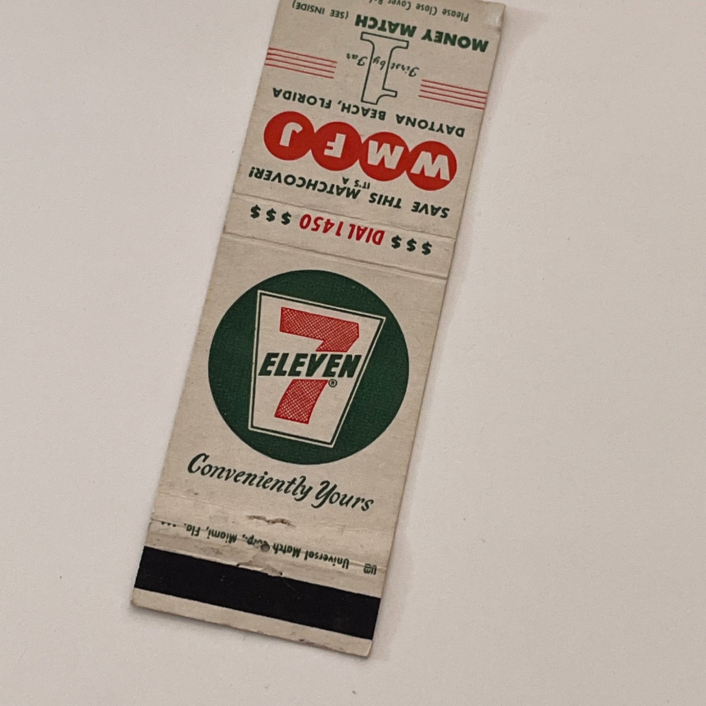 7 Eleven WMFJ Daytona Beach FL Vintage Matchbook Cover TB6-MB2-2