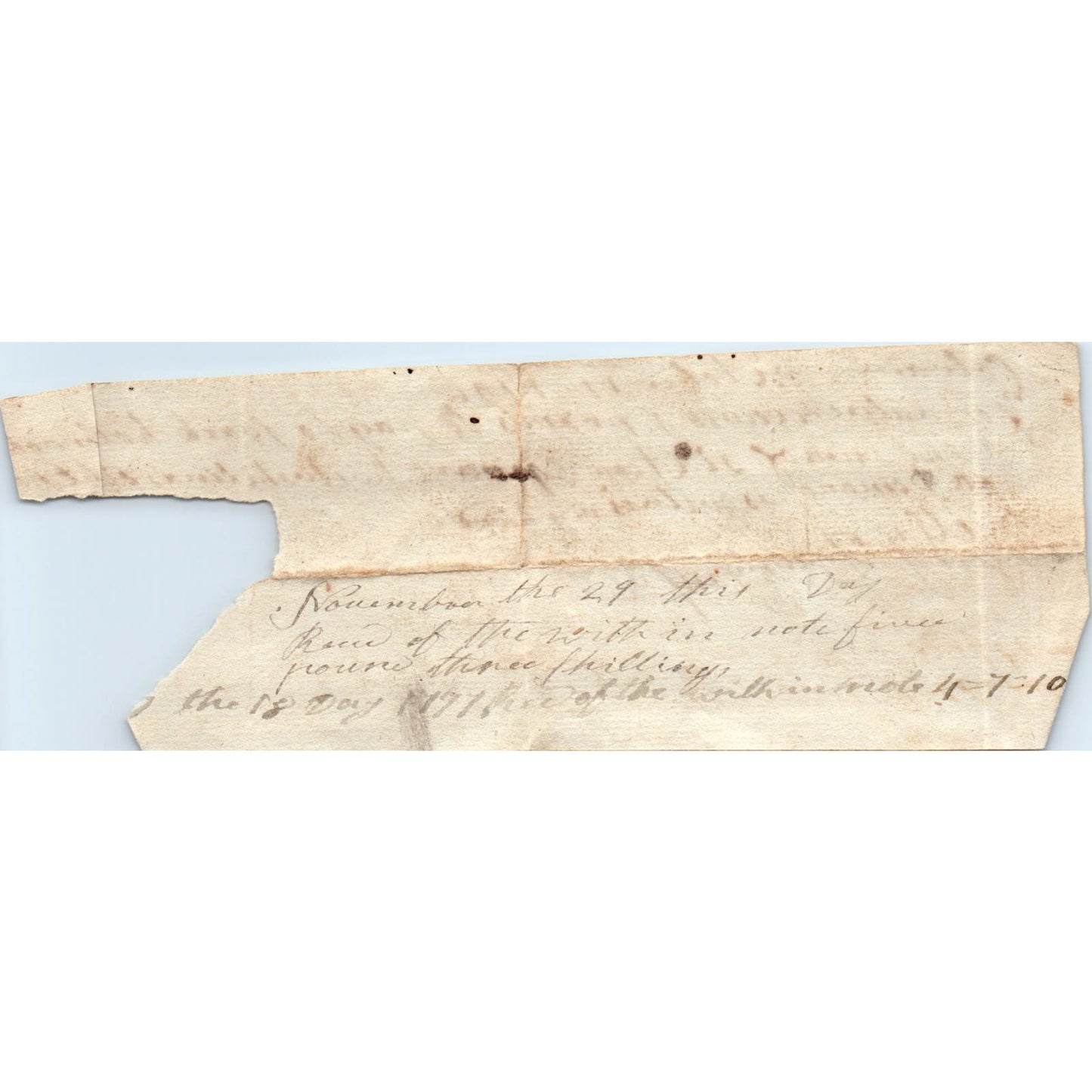 1796 Handwritten Receipt Colrain Massachusetts Jack Holbrook AE6-10