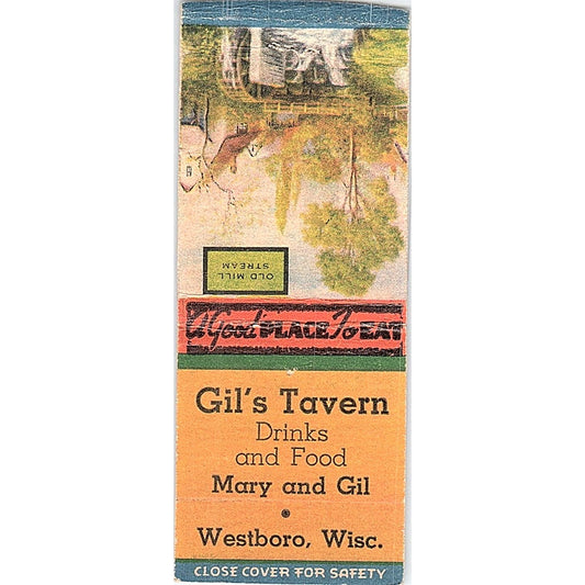 Gil's Tavern Mary & Gil Westboro WI Vintage Matchbook Cover SC7-Y8