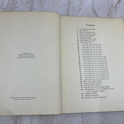 1952 Family Circle's Reducing Diet Guide Cookbook Norman Jolliffe TI9-P4