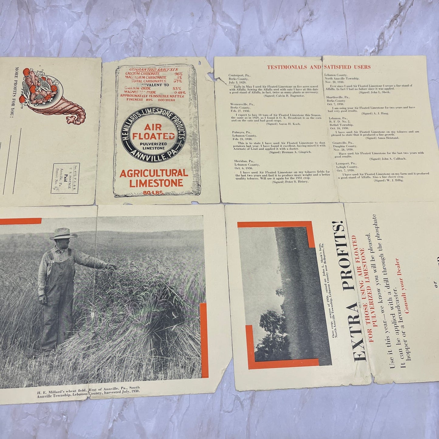 Vintage H.E. Millard Air Floated Pulverized Limestone Brochure Annville PA AE4